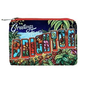 Greetings From Brighton Postcard Inspired Zippered Pouch Cosmetic Bag 5x7.5